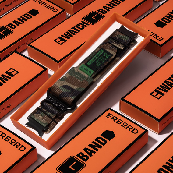 Pasek Nylonowy ERBORD MP84 do Samsung Galaxy Watch 4/5/6 40/42/43/44/45/46/47MM, Kamuflaż