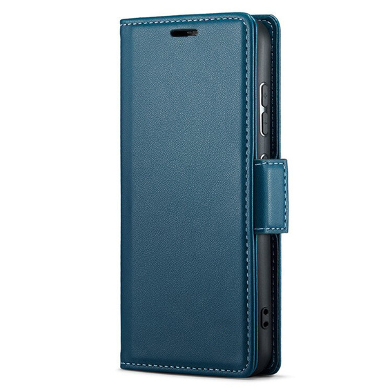 Case for Oppo Reno 13, ERBORD Glossy Litchi, wallet with flap, blue