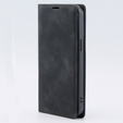 Case for iPhone 15 Pro Max, ERBORD Vintage, wallet with flap, black