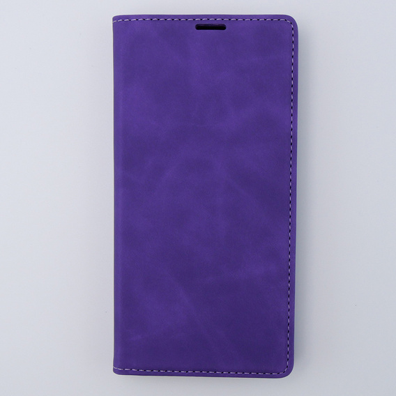 Etui do iPhone 15 Pro, ERBORD Vintage portfel z klapką, fioletowe