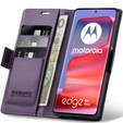 Case for Motorola Edge 50 Pro, ERBORD Glossy Litchi, wallet with flap, purple