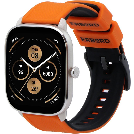 Pasek Silikonowy ERBORD Uniwersalny 20mm, Dual Color, pomarańczowy / czarny / czarna