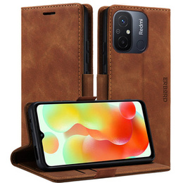 Case for Xiaomi Redmi 12C, ERBORD Vintage, wallet with flap, brown