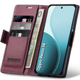 Etui do Oppo Reno 14, ERBORD Glossy Litchi, portfel z klapką, czerwone